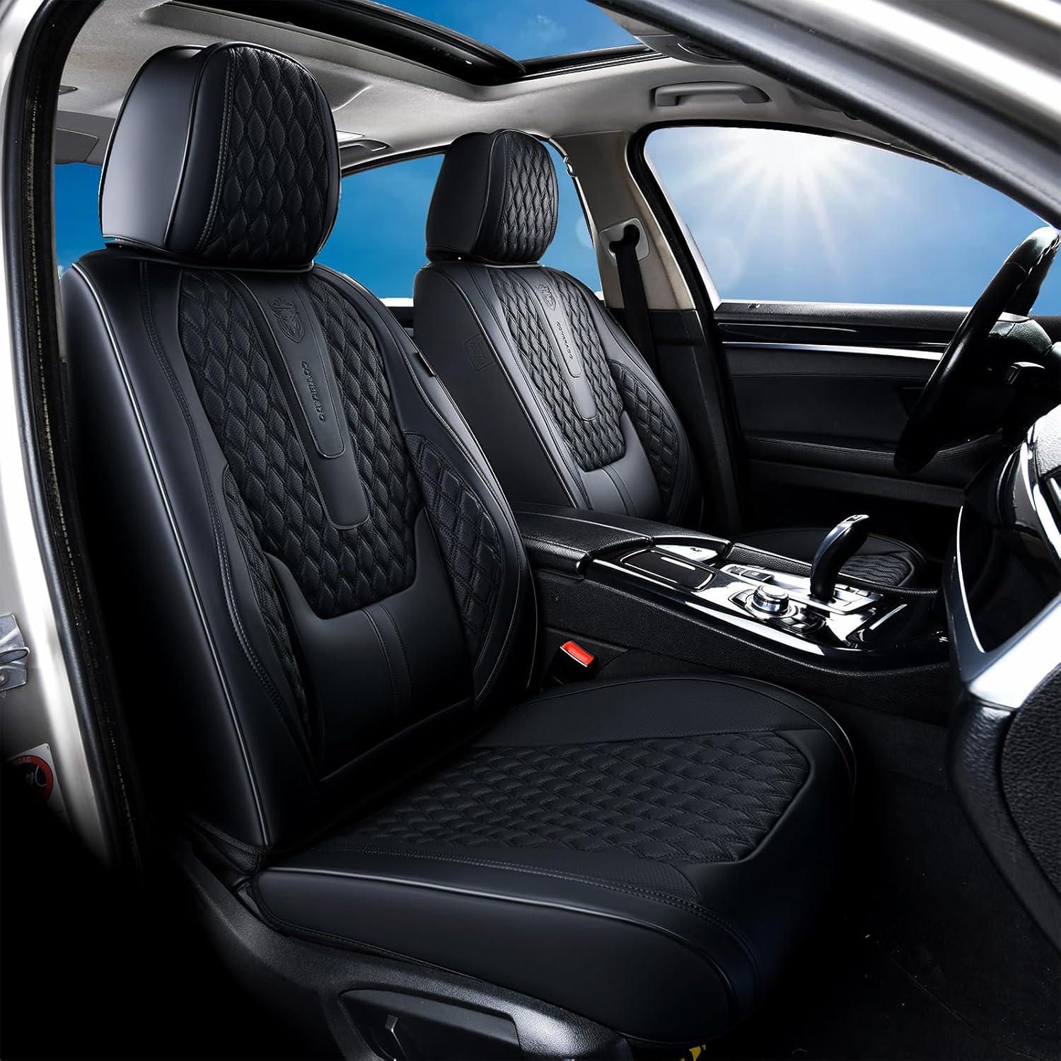 imageCoverado Rear Seat Covers Leather Seat Cover for Car Universal Waterproof Automotive Seat Cushion Protector for Most Cars Trucks SUV RedABlack