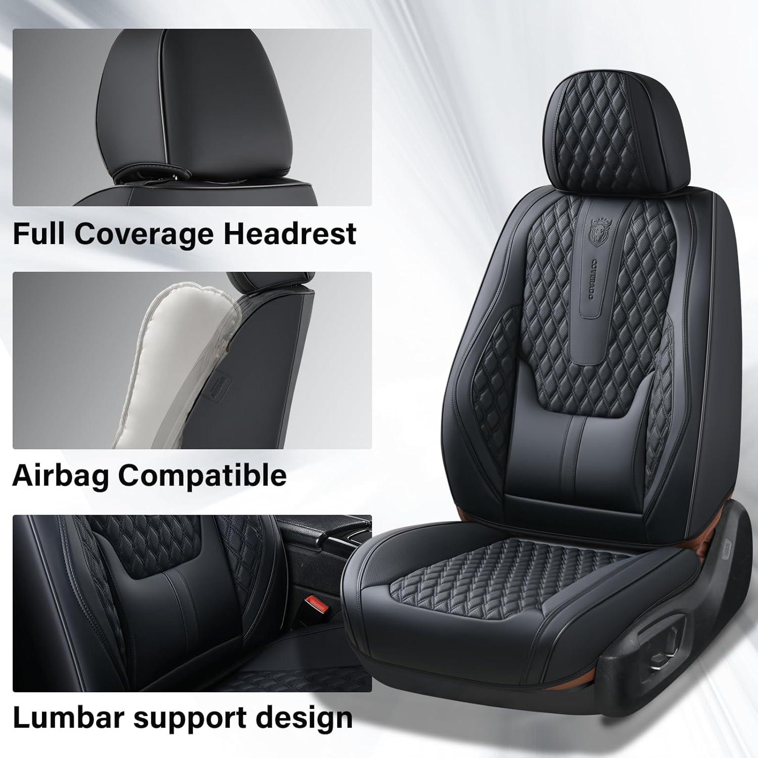imageCoverado Rear Seat Covers Leather Seat Cover for Car Universal Waterproof Automotive Seat Cushion Protector for Most Cars Trucks SUV RedABlack
