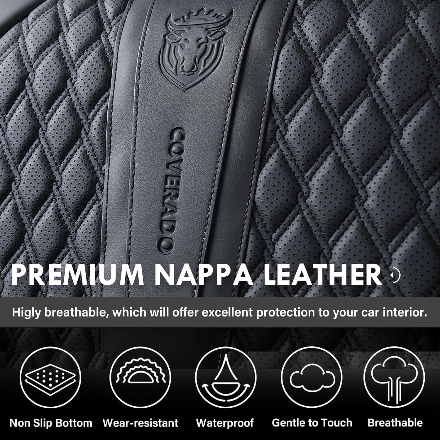 imageCoverado Rear Seat Covers Leather Seat Cover for Car Universal Waterproof Automotive Seat Cushion Protector for Most Cars Trucks SUV RedABlack