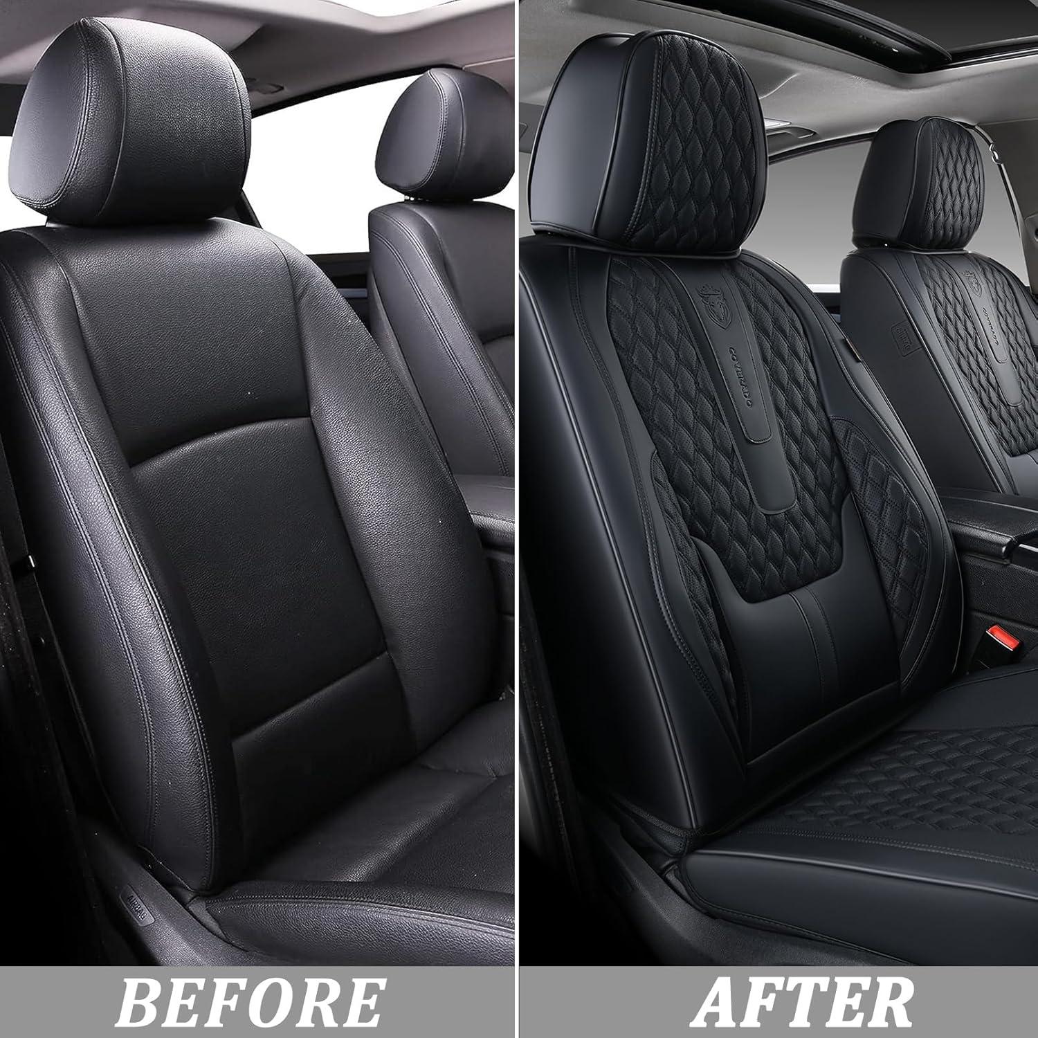 imageCoverado Rear Seat Covers Leather Seat Cover for Car Universal Waterproof Automotive Seat Cushion Protector for Most Cars Trucks SUV RedABlack