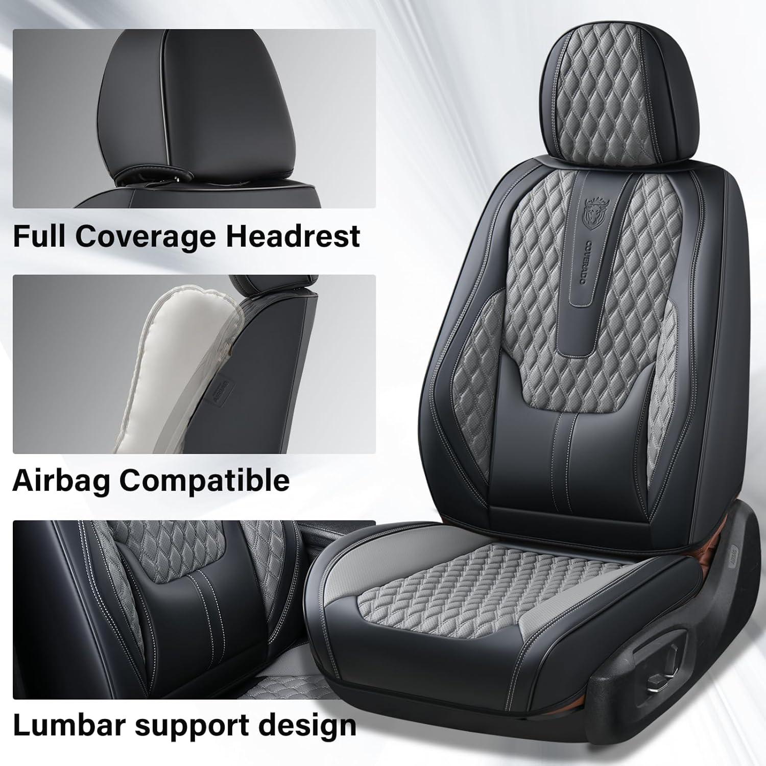 imageCoverado Rear Seat Covers Leather Seat Cover for Car Universal Waterproof Automotive Seat Cushion Protector for Most Cars Trucks SUV RedABlackGray