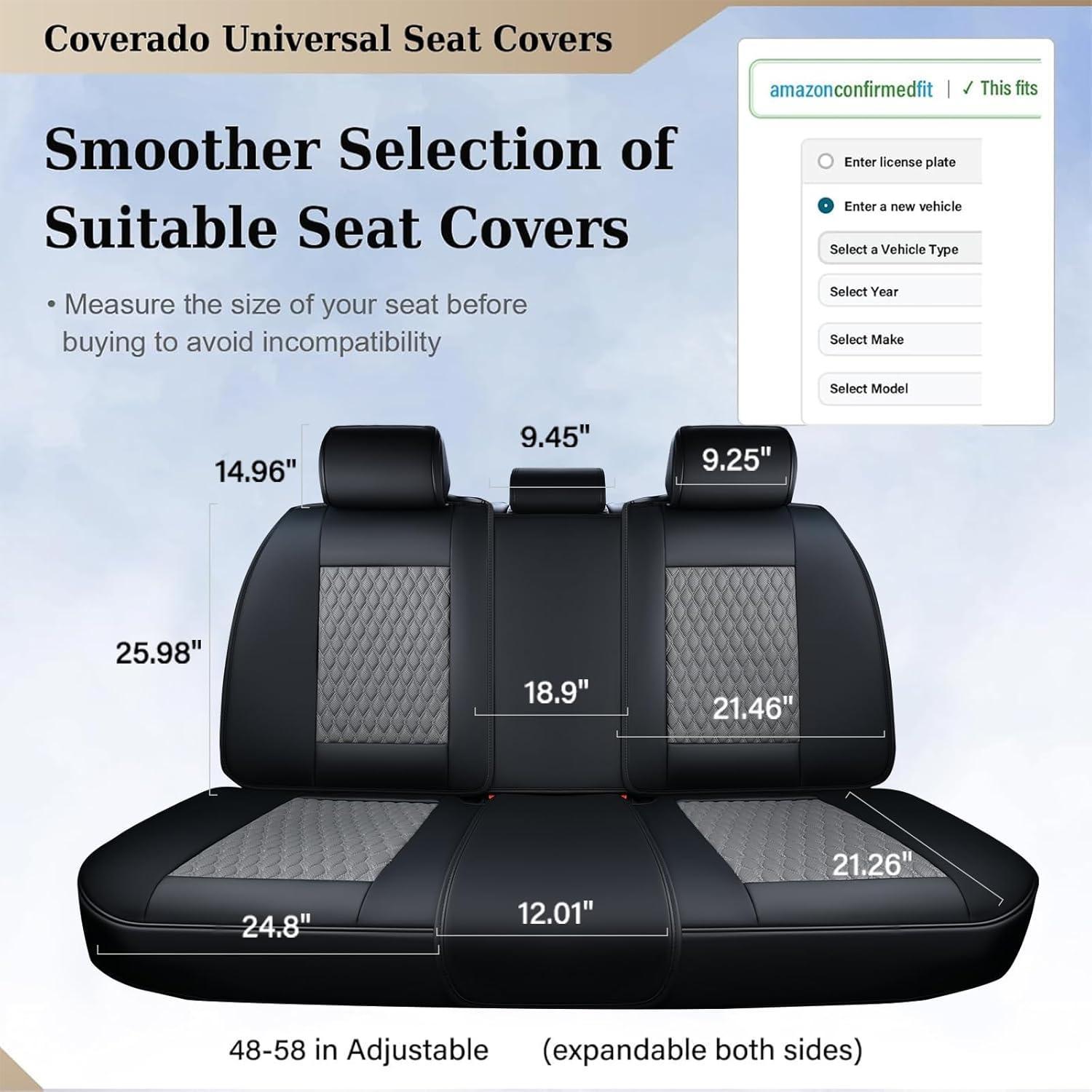 imageCoverado Rear Seat Covers Leather Seat Cover for Car Universal Waterproof Automotive Seat Cushion Protector for Most Cars Trucks SUV RedABlackGray