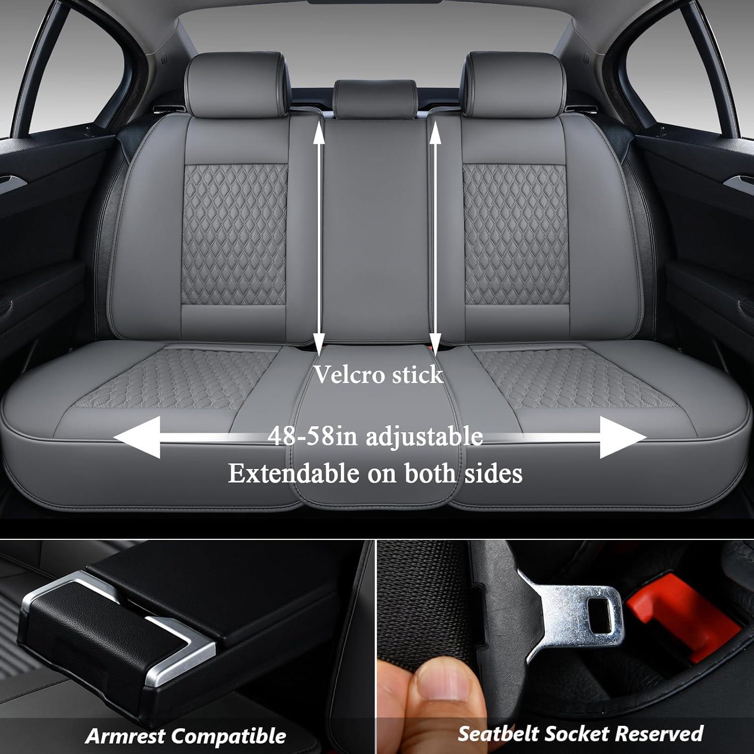 imageCoverado Rear Seat Covers Leather Seat Cover for Car Universal Waterproof Automotive Seat Cushion Protector for Most Cars Trucks SUV RedAGray