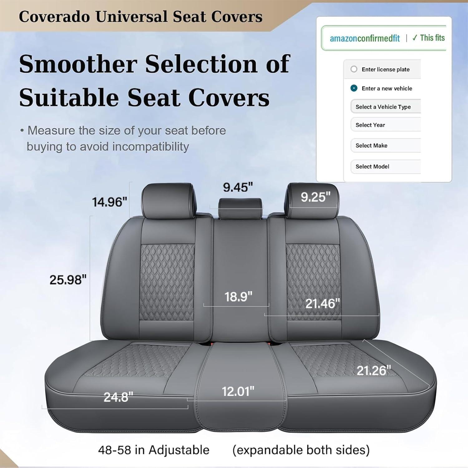 imageCoverado Rear Seat Covers Leather Seat Cover for Car Universal Waterproof Automotive Seat Cushion Protector for Most Cars Trucks SUV RedAGray