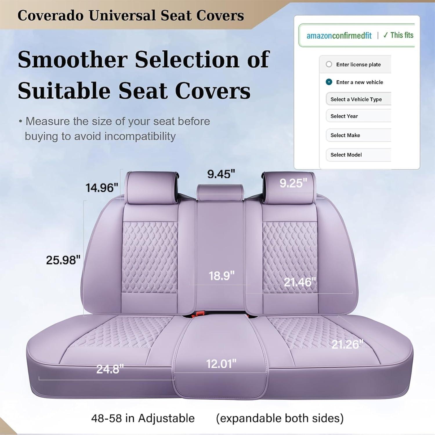 imageCoverado Rear Seat Covers Leather Seat Cover for Car Universal Waterproof Automotive Seat Cushion Protector for Most Cars Trucks SUV RedAPurple