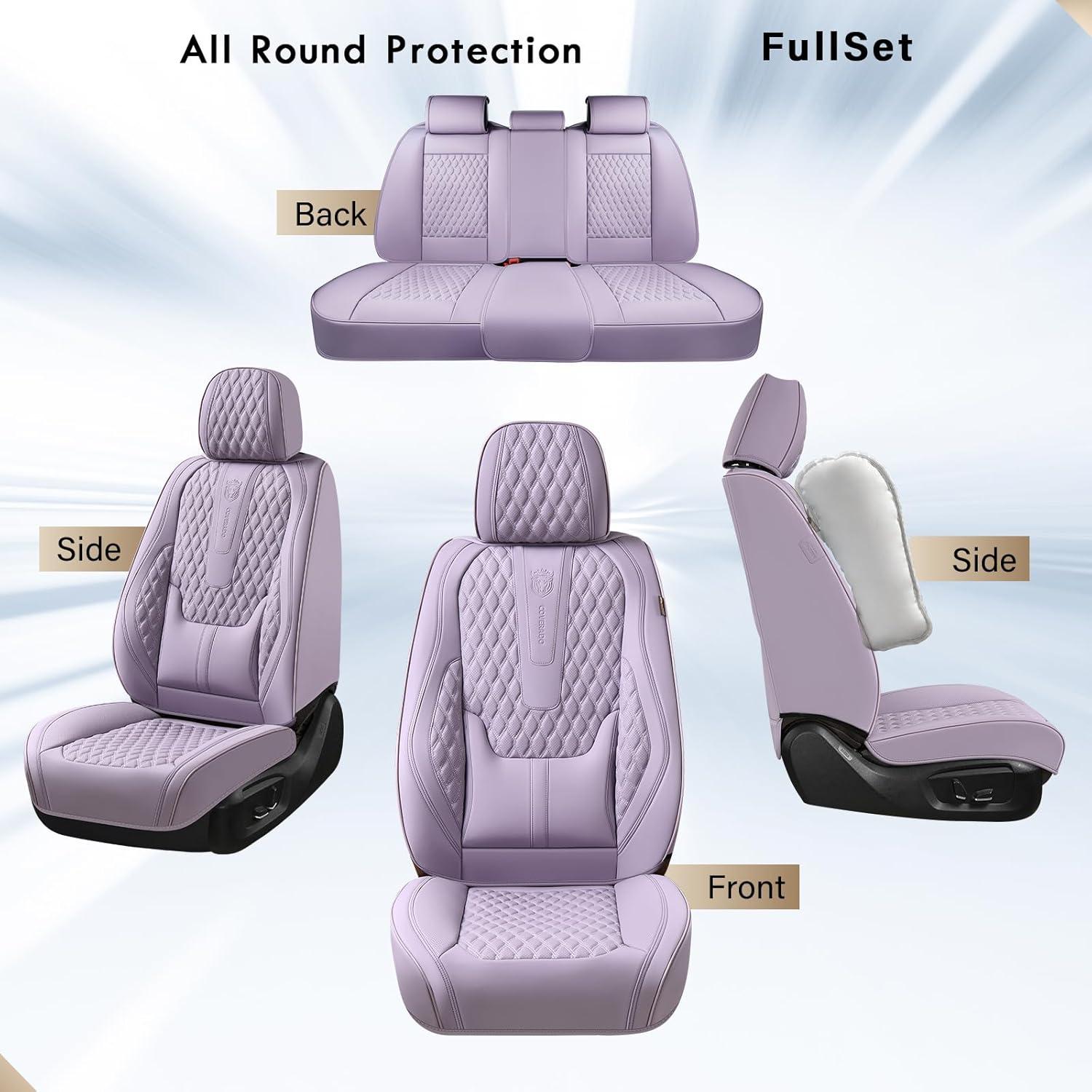 imageCoverado Rear Seat Covers Leather Seat Cover for Car Universal Waterproof Automotive Seat Cushion Protector for Most Cars Trucks SUV RedAPurple
