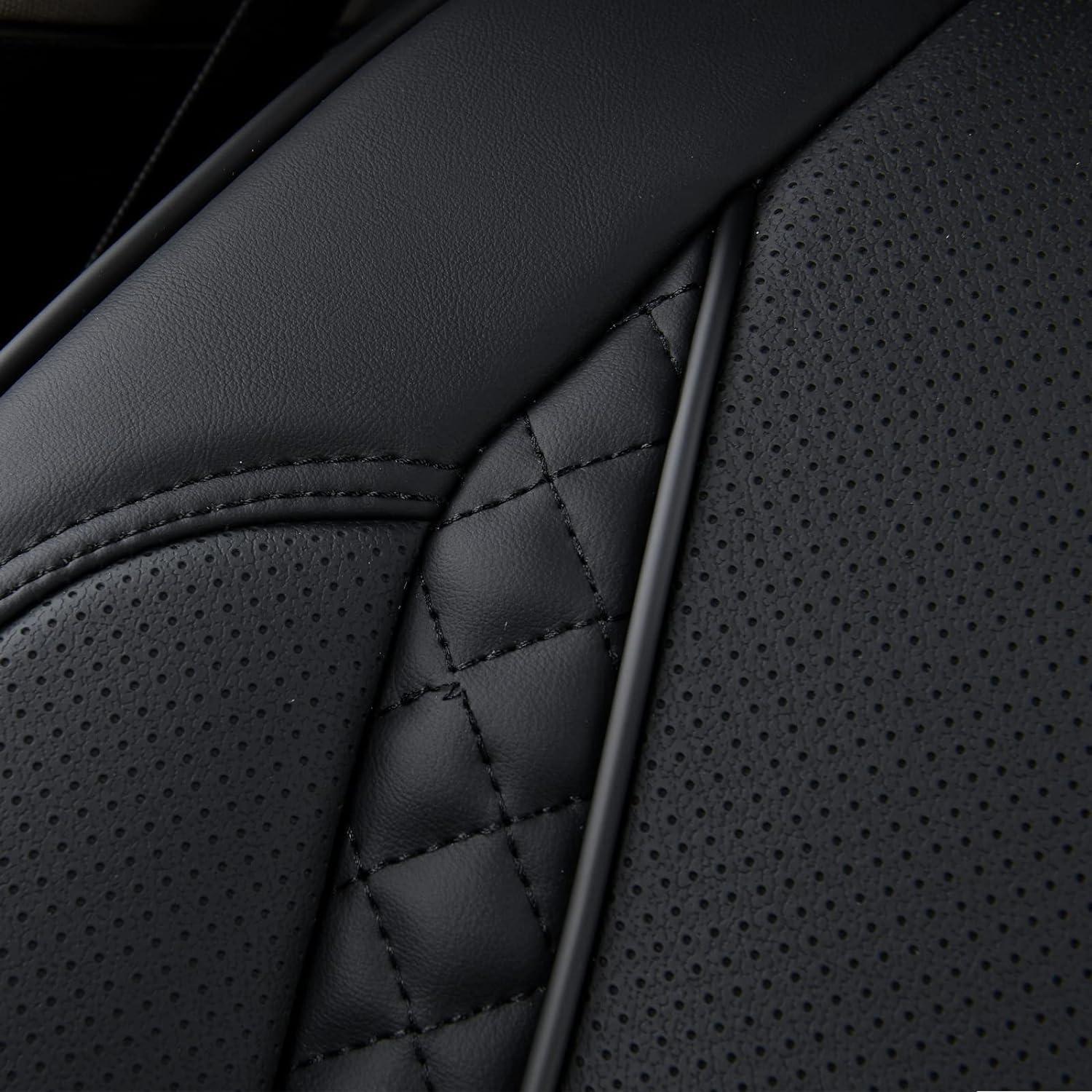 imageCoverado Rear Seat Covers Leather Seat Cover for Car Universal Waterproof Automotive Seat Cushion Protector for Most Cars Trucks SUV RedZBlack