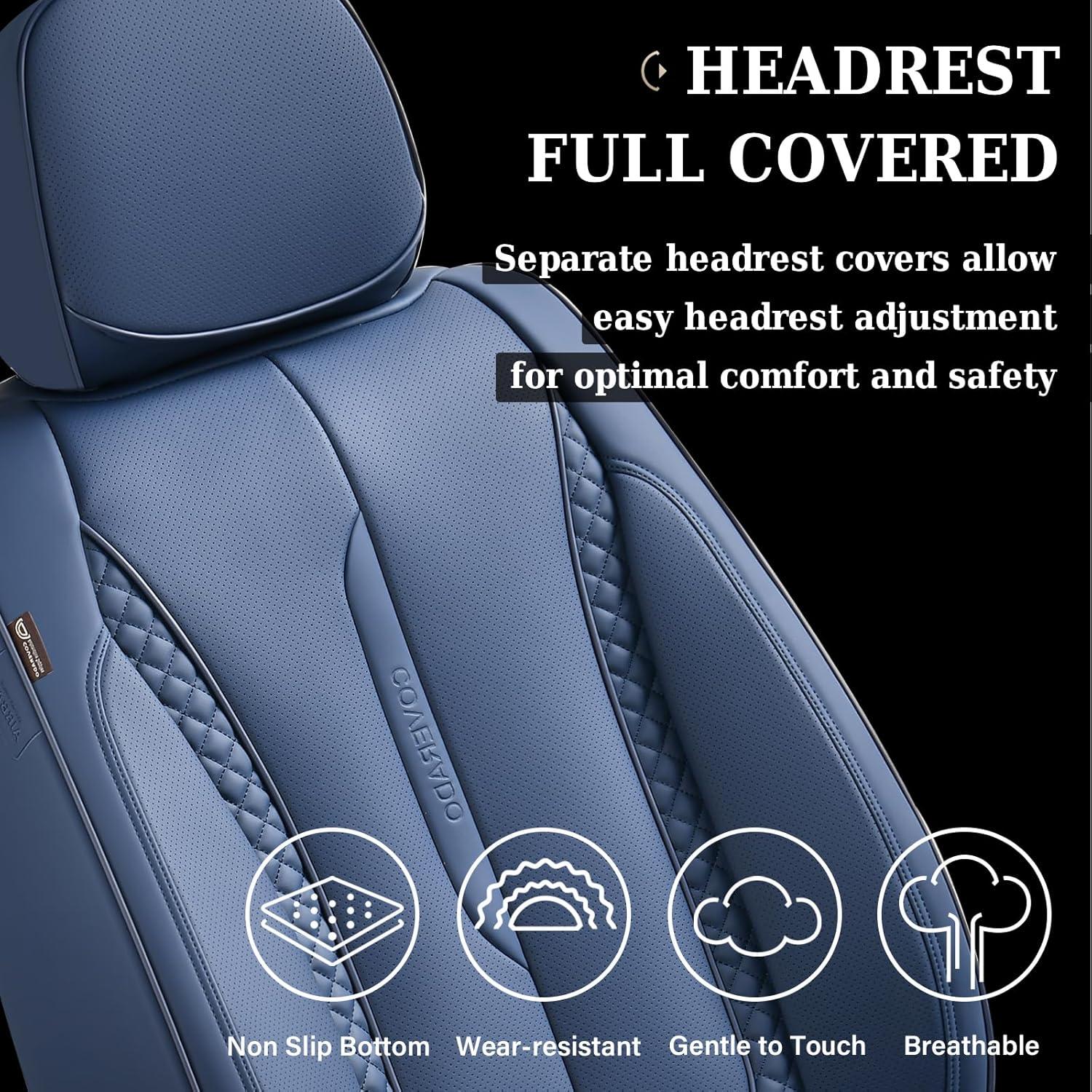 imageCoverado Rear Seat Covers Leather Seat Cover for Car Universal Waterproof Automotive Seat Cushion Protector for Most Cars Trucks SUV RedZBlue
