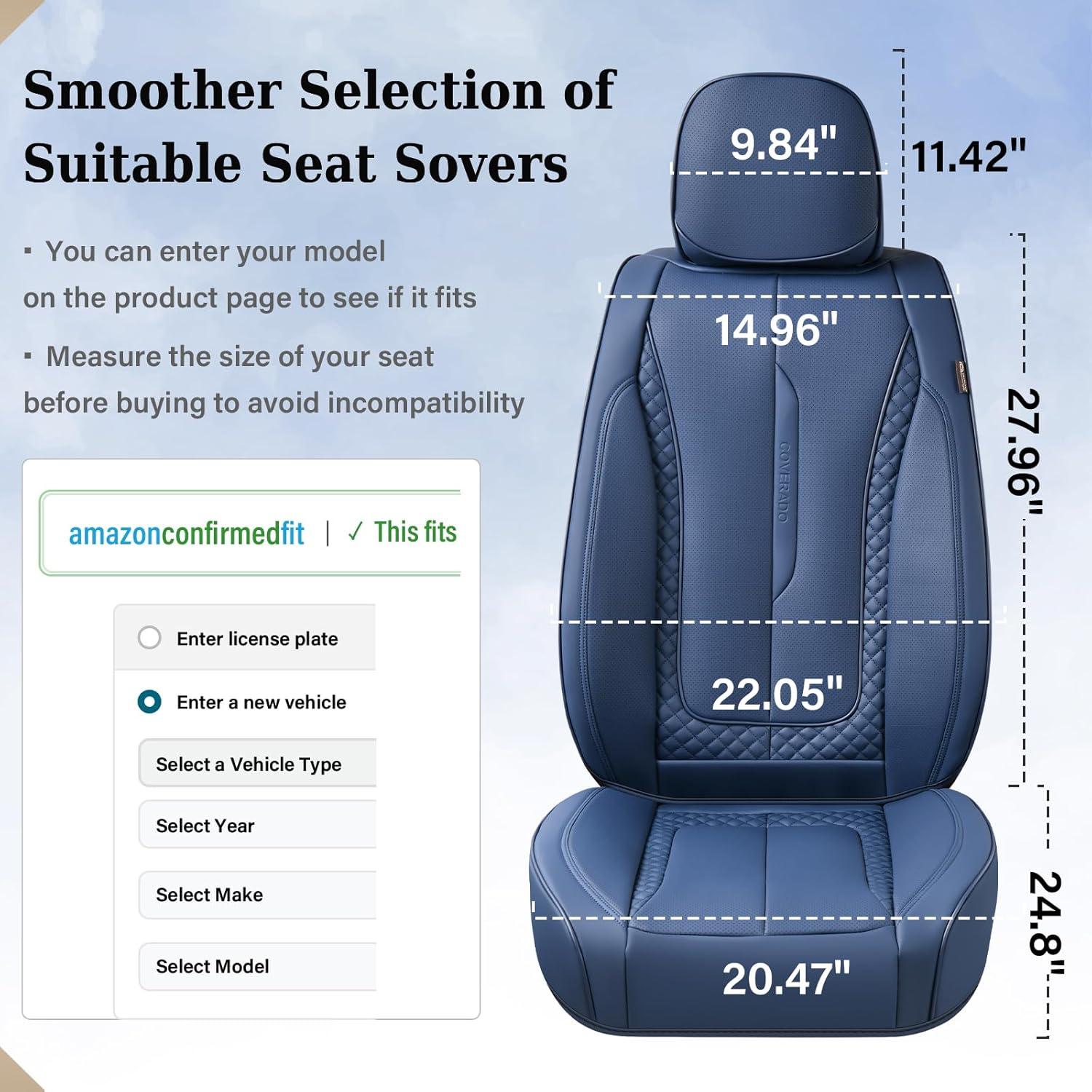 imageCoverado Rear Seat Covers Leather Seat Cover for Car Universal Waterproof Automotive Seat Cushion Protector for Most Cars Trucks SUV RedZBlue