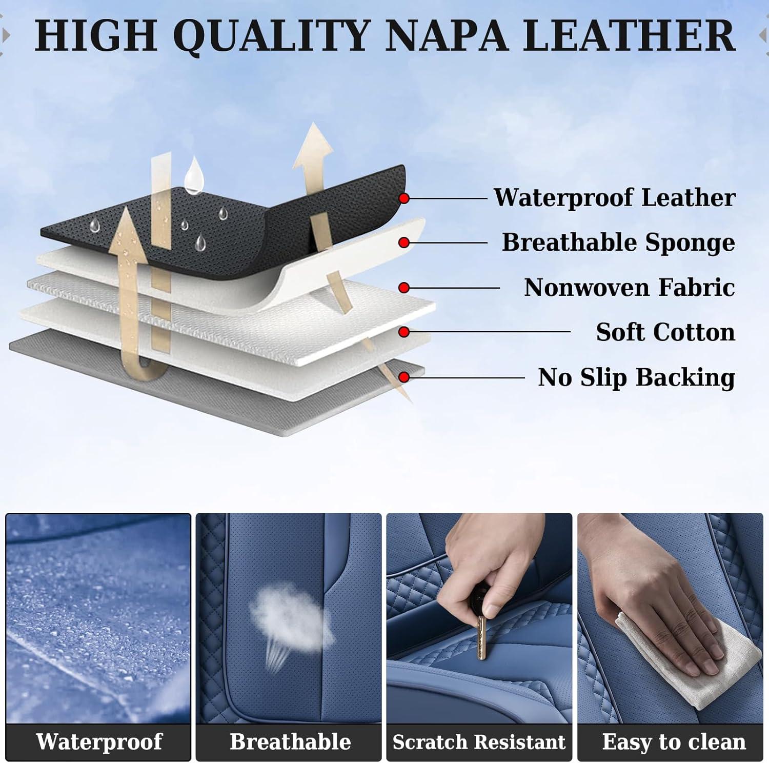 imageCoverado Rear Seat Covers Leather Seat Cover for Car Universal Waterproof Automotive Seat Cushion Protector for Most Cars Trucks SUV RedZBlue