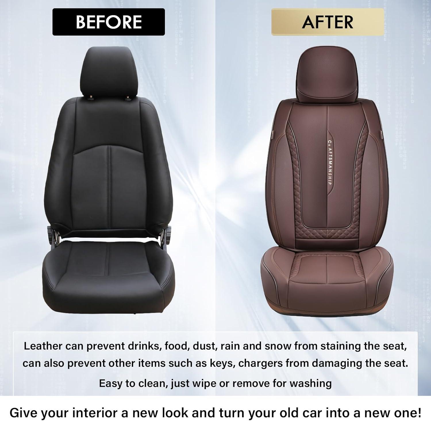 imageCoverado Rear Seat Covers Leather Seat Cover for Car Universal Waterproof Automotive Seat Cushion Protector for Most Cars Trucks SUV RedZBrown