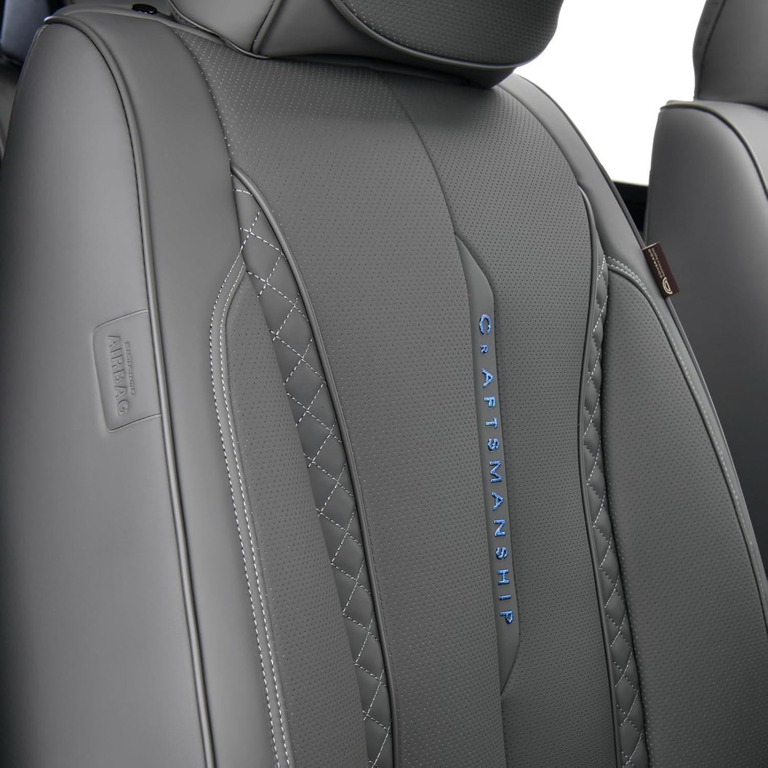 imageCoverado Rear Seat Covers Leather Seat Cover for Car Universal Waterproof Automotive Seat Cushion Protector for Most Cars Trucks SUV RedZGray