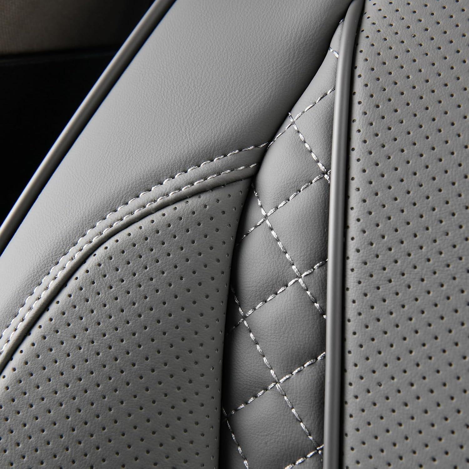 imageCoverado Rear Seat Covers Leather Seat Cover for Car Universal Waterproof Automotive Seat Cushion Protector for Most Cars Trucks SUV RedZGray