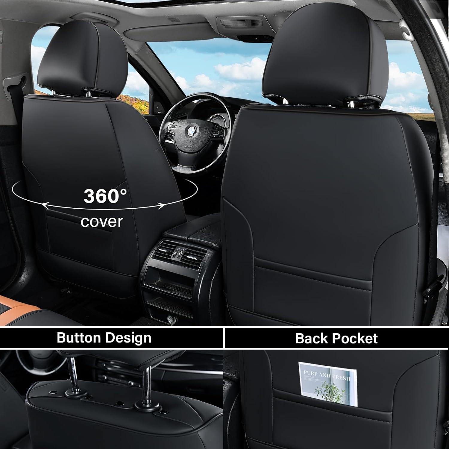 imageCoverado Rear Seat Covers Leather Seat Cover for Car Universal Waterproof Automotive Seat Cushion Protector for Most Cars Trucks SUV RedZKaki