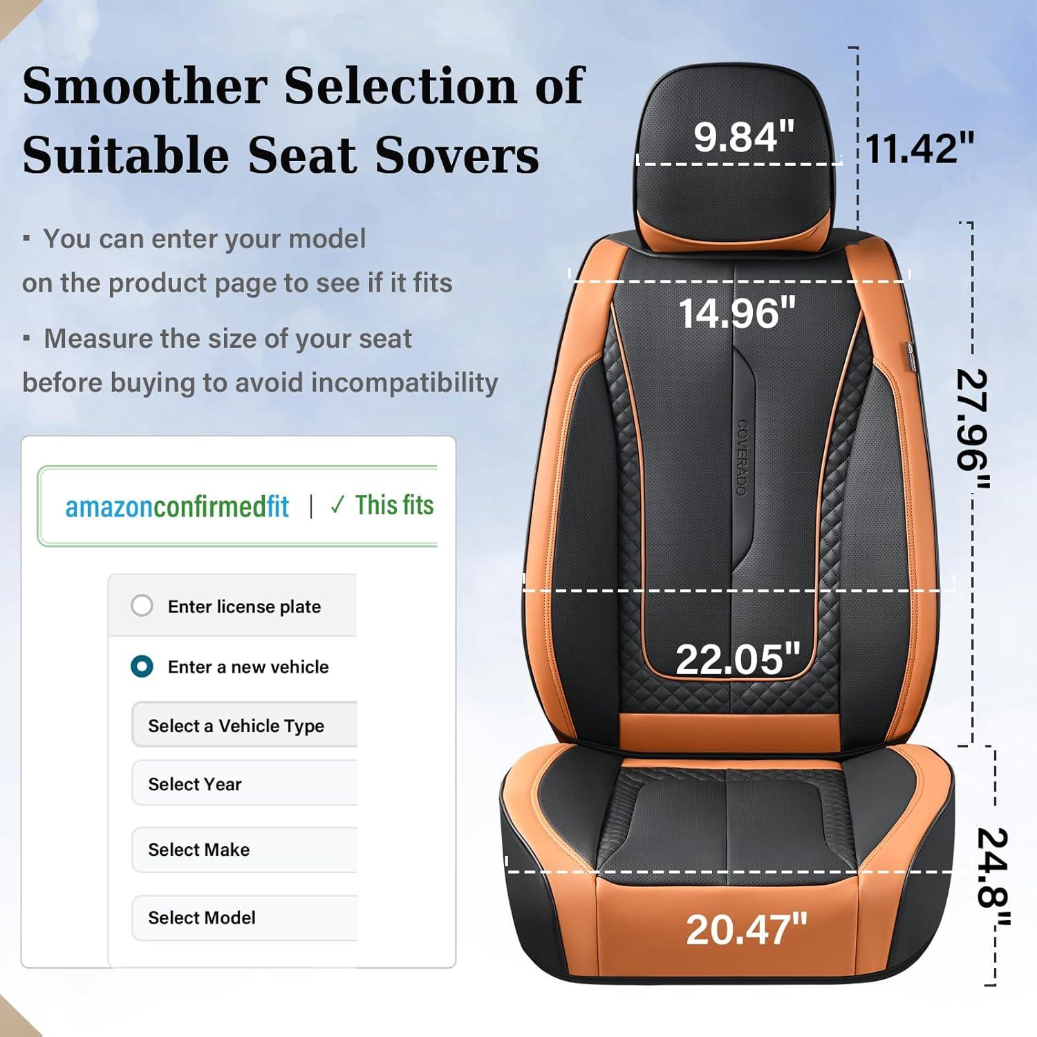 imageCoverado Rear Seat Covers Leather Seat Cover for Car Universal Waterproof Automotive Seat Cushion Protector for Most Cars Trucks SUV RedZKaki