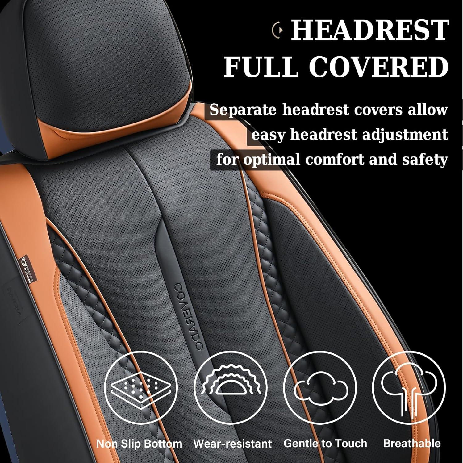 imageCoverado Rear Seat Covers Leather Seat Cover for Car Universal Waterproof Automotive Seat Cushion Protector for Most Cars Trucks SUV RedZKaki
