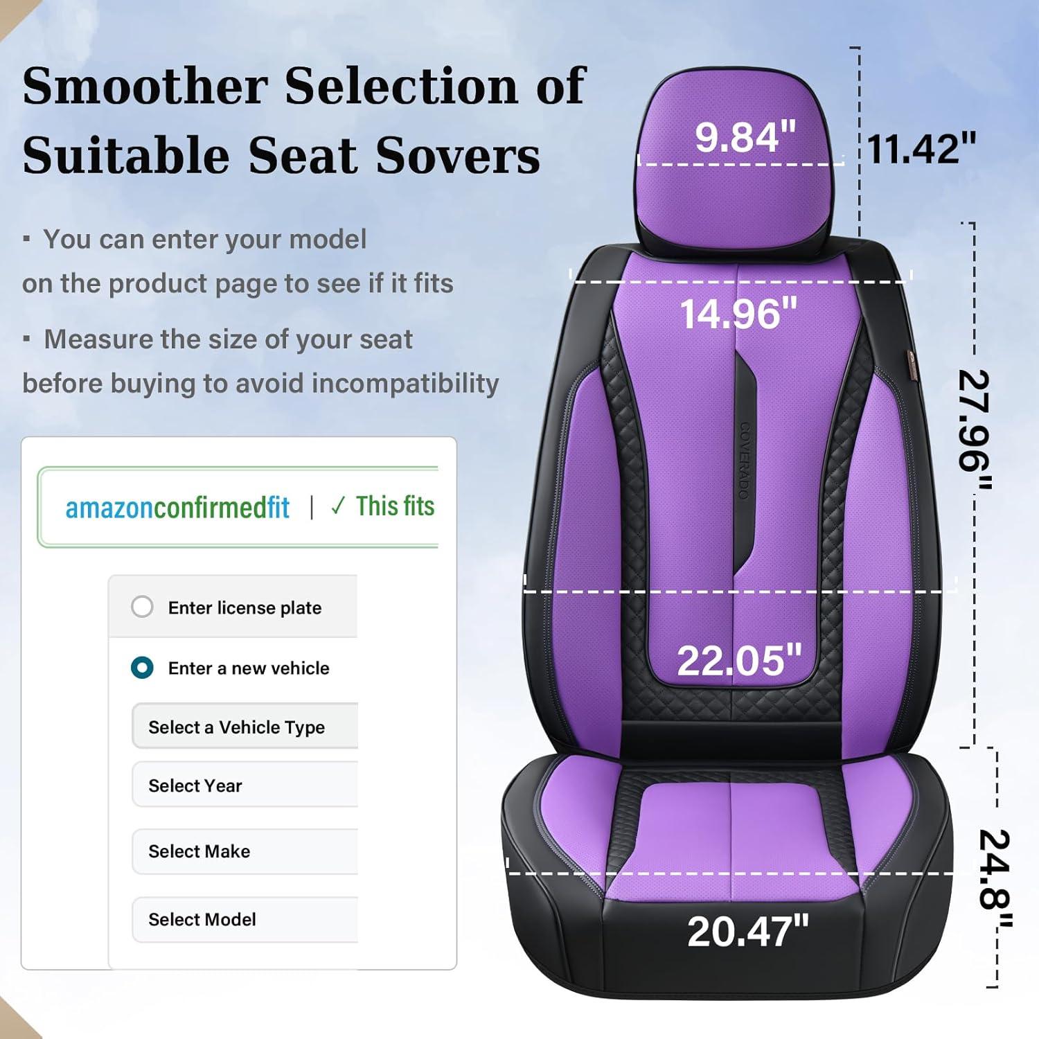 imageCoverado Rear Seat Covers Leather Seat Cover for Car Universal Waterproof Automotive Seat Cushion Protector for Most Cars Trucks SUV RedZPurple