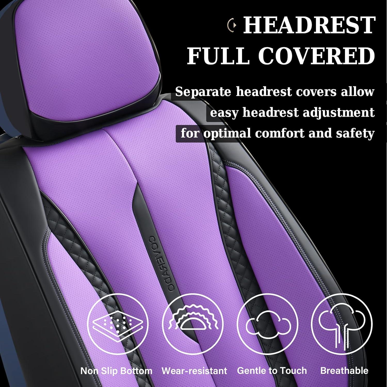 imageCoverado Rear Seat Covers Leather Seat Cover for Car Universal Waterproof Automotive Seat Cushion Protector for Most Cars Trucks SUV RedZPurple