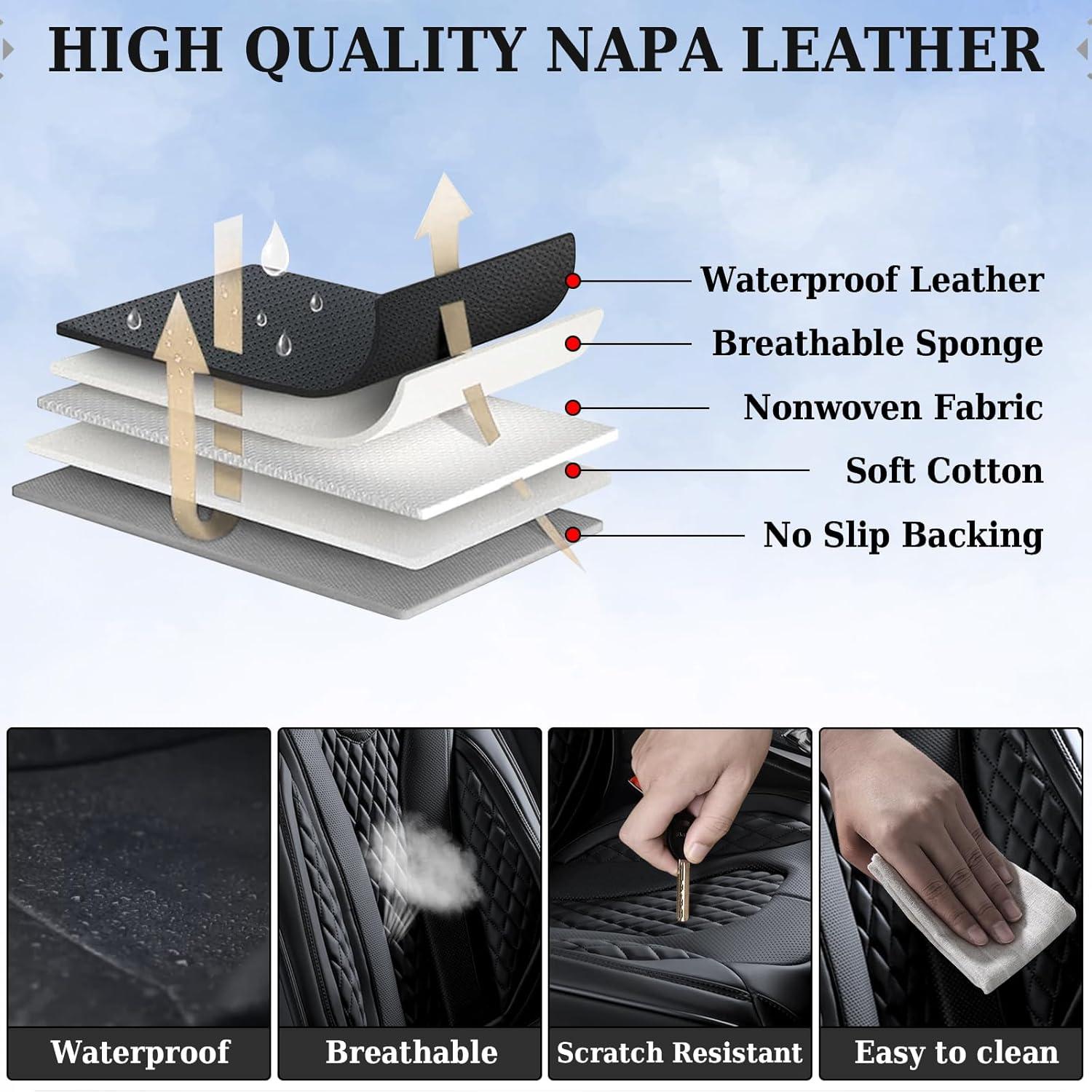 imageCoverado Rear Seat Covers White Car Seat Cover Back Seat Cover 3Pieces Luxury Car Seat Cushion Leather Seat Cover Seat Protector Universal Fit Most Cars01Black