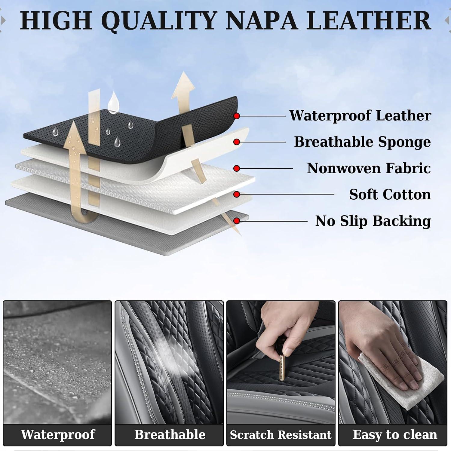 imageCoverado Rear Seat Covers White Car Seat Cover Back Seat Cover 3Pieces Luxury Car Seat Cushion Leather Seat Cover Seat Protector Universal Fit Most CarsGrayBlack