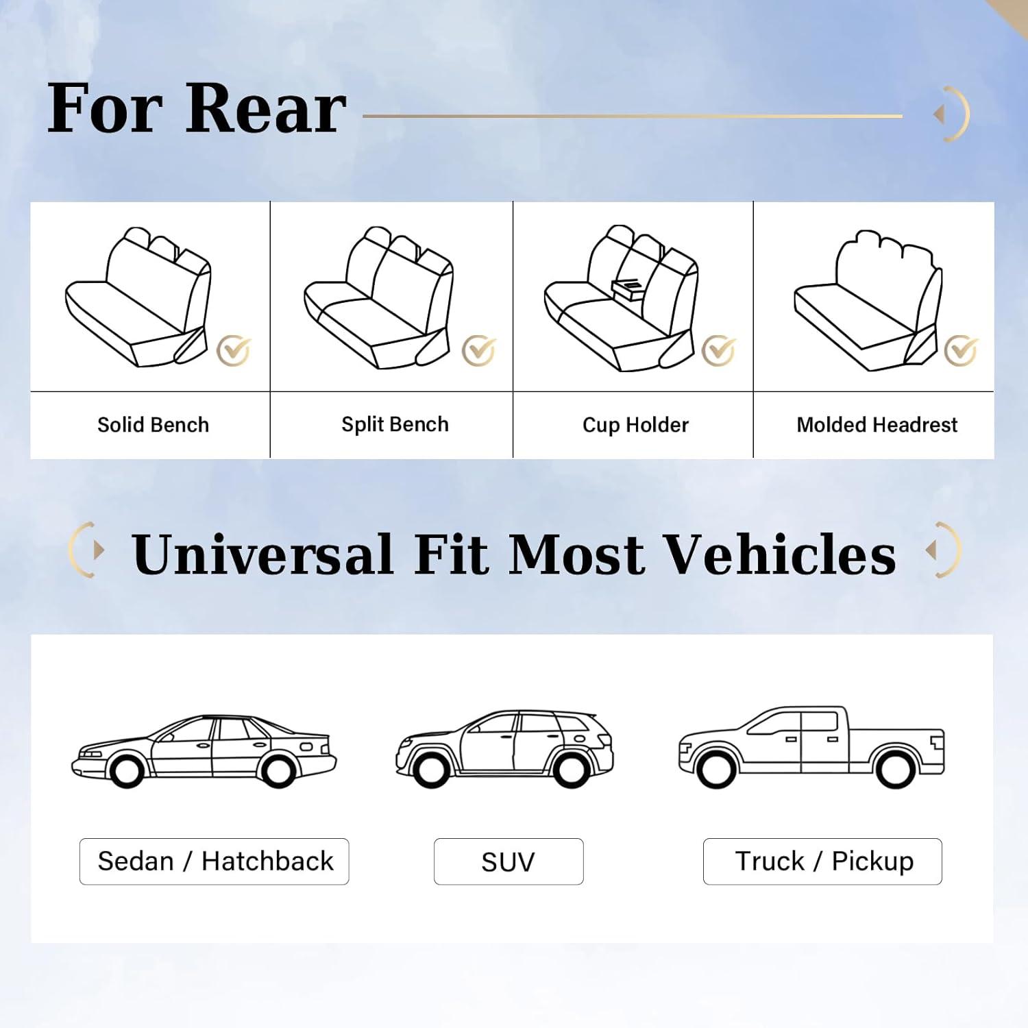 imageCoverado Rear Seat Covers White Car Seat Cover Back Seat Cover 3Pieces Luxury Car Seat Cushion Leather Seat Cover Seat Protector Universal Fit Most CarsBeige