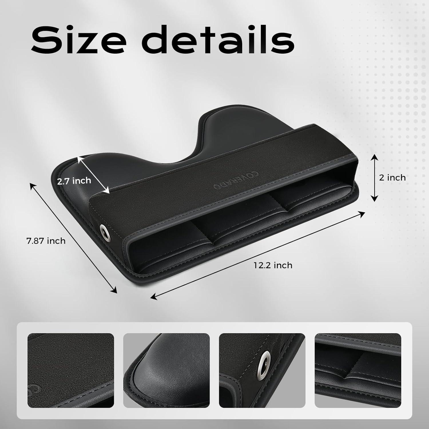 imageCoverado Universal Car Seat Gap Filler Organizer Premium Suede Leather Car Seat Side Gap Filler Seat Gap Storage Box for SUV Truck Car Interior Accessories Black1pc01Black1