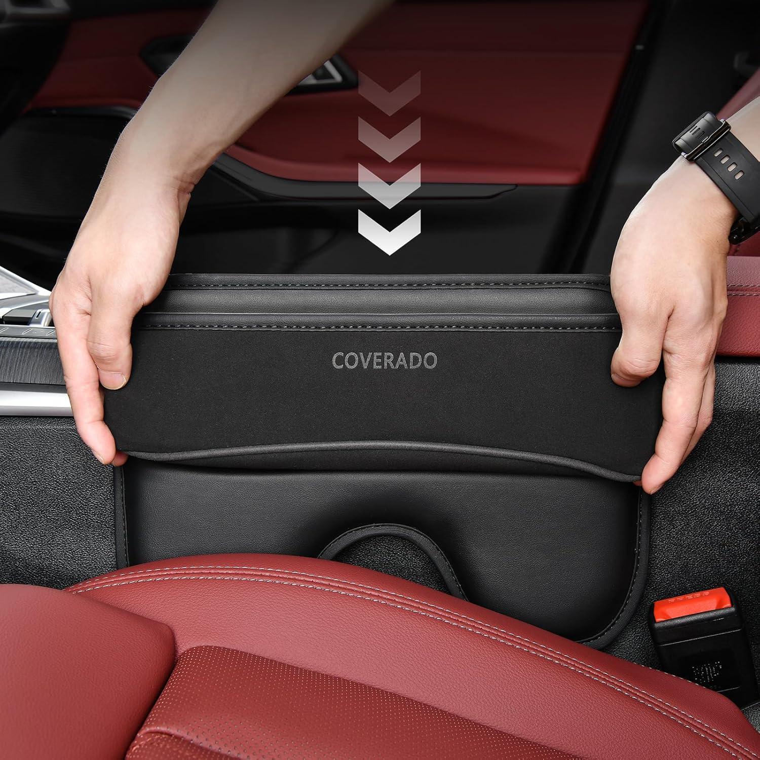 imageCoverado Universal Car Seat Gap Filler Organizer Premium Suede Leather Car Seat Side Gap Filler Seat Gap Storage Box for SUV Truck Car Interior Accessories Black1pcBlack  1pc