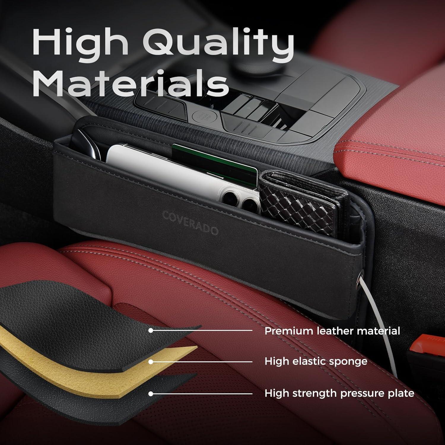 imageCoverado Universal Car Seat Gap Filler Organizer Premium Suede Leather Car Seat Side Gap Filler Seat Gap Storage Box for SUV Truck Car Interior Accessories Black1pcBlack  1pc