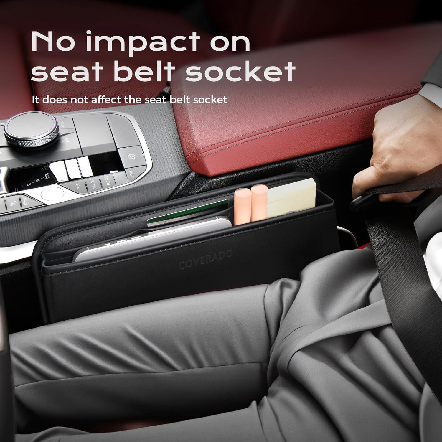 imageCoverado Universal Car Seat Gap Filler Organizer Premium Suede Leather Car Seat Side Gap Filler Seat Gap Storage Box for SUV Truck Car Interior Accessories Black1pcBlack  1pc