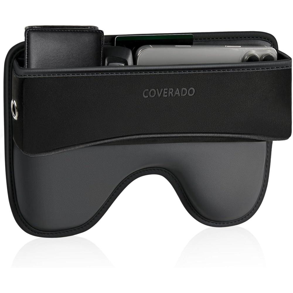 imageCoverado Universal Car Seat Gap Filler Organizer Premium Suede Leather Car Seat Side Gap Filler Seat Gap Storage Box for SUV Truck Car Interior Accessories Black1pcBlack  1pc