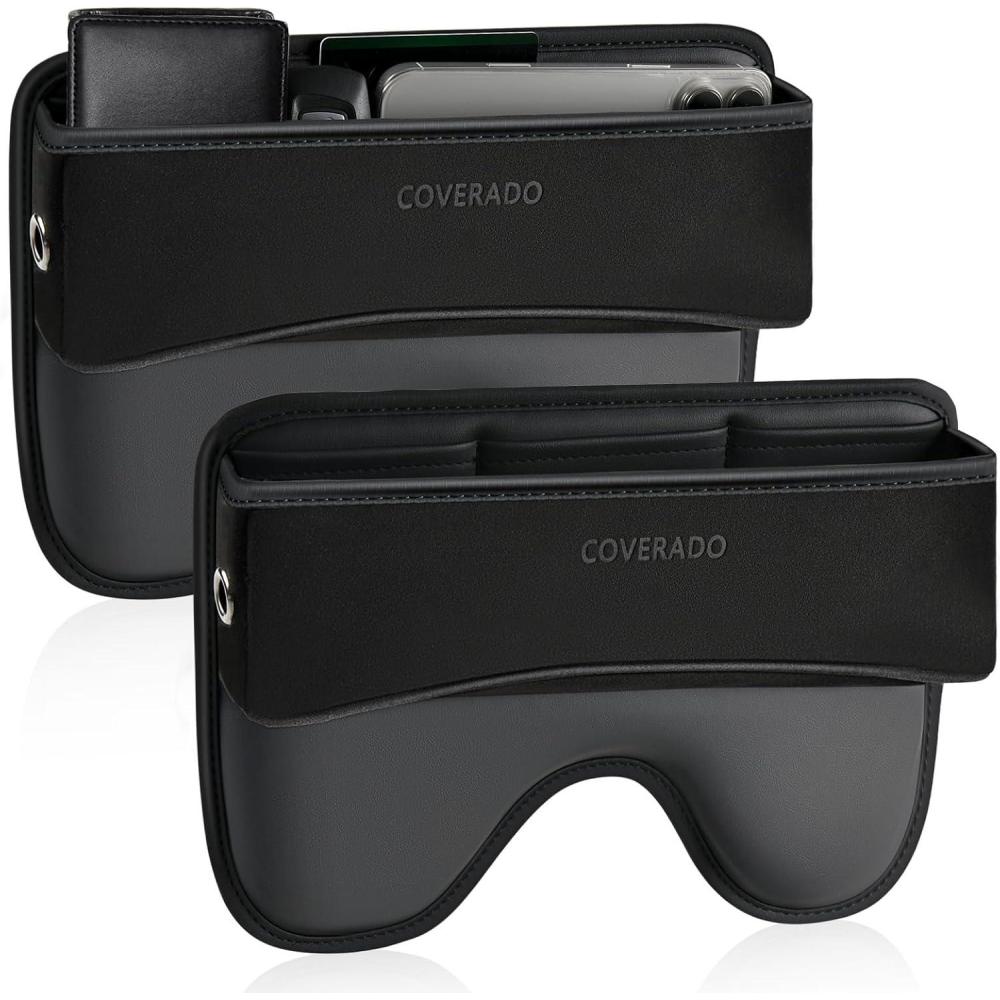 imageCoverado Universal Car Seat Gap Filler Organizer Premium Suede Leather Car Seat Side Gap Filler Seat Gap Storage Box for SUV Truck Car Interior Accessories Black1pcBlack  2pcs