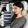 imageCoverado Car Headrest Pillow Ergonomic Memory Foam Car Neck Pillow for Driving Seat with Adjustable Strap Soft PU Leather Breathable Removable Cover Neck Support for Neck Pain Relief PinkBeige