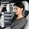 imageCoverado Car Headrest Pillow Ergonomic Memory Foam Car Neck Pillow for Driving Seat with Adjustable Strap Soft PU Leather Breathable Removable Cover Neck Support for Neck Pain Relief PinkBlackred