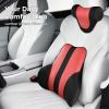 imageCoverado Car Headrest Pillow Ergonomic Memory Foam Car Neck Pillow for Driving Seat with Adjustable Strap Soft PU Leather Breathable Removable Cover Neck Support for Neck Pain Relief PinkBlackred