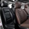 imageCoverado Car Seat Covers Full Set Automotive Seat Covers Car Seat Protector Car Seat Cushion Waterproof Leather Seat Covers for Cars Universal Fit for Most Sedans SUV Pickup TruckBlackampampRedCoffee