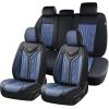 imageCoverado Car Seat Covers Full Set Automotive Seat Covers Car Seat Protector Car Seat Cushion Waterproof Leather Seat Covers for Cars Universal Fit for Most Sedans SUV Pickup TruckBlackampampRedBlackBlue