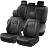 imageCoverado Car Seat Covers Full Set Automotive Seat Covers Car Seat Protector Car Seat Cushion Waterproof Leather Seat Covers for Cars Universal Fit for Most Sedans SUV Pickup TruckBlackampampRedblack