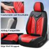 imageCoverado Car Seat Covers Full Set Automotive Seat Covers Car Seat Protector Car Seat Cushion Waterproof Leather Seat Covers for Cars Universal Fit for Most Sedans SUV Pickup TruckBlackampampRedBlackRed