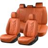 imageCoverado Car Seat Covers Full Set Automotive Seat Covers Car Seat Protector Car Seat Cushion Waterproof Leather Seat Covers for Cars Universal Fit for Most Sedans SUV Pickup TruckBlackampampRedOrange