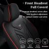 imageCoverado Car Seat Covers Full Set Automotive Seat Covers Car Seat Protector Car Seat Cushion Waterproof Leather Seat Covers for Cars Universal Fit for Most Sedans SUV Pickup TruckBlackampampRedBlackRedline