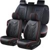imageCoverado Car Seat Covers Full Set Automotive Seat Covers Car Seat Protector Car Seat Cushion Waterproof Leather Seat Covers for Cars Universal Fit for Most Sedans SUV Pickup TruckBlackampampRedBlackRedline