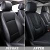 imageCoverado Rear Seat Covers Leather Seat Cover for Car Universal Waterproof Automotive Seat Cushion Protector for Most Cars Trucks SUV RedABlack