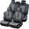 imageCoverado Rear Seat Covers Leather Seat Cover for Car Universal Waterproof Automotive Seat Cushion Protector for Most Cars Trucks SUV RedABlackGray