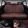 imageCoverado Rear Seat Covers Leather Seat Cover for Car Universal Waterproof Automotive Seat Cushion Protector for Most Cars Trucks SUV RedACoffee