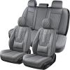 imageCoverado Rear Seat Covers Leather Seat Cover for Car Universal Waterproof Automotive Seat Cushion Protector for Most Cars Trucks SUV RedAGray