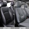 imageCoverado Rear Seat Covers Leather Seat Cover for Car Universal Waterproof Automotive Seat Cushion Protector for Most Cars Trucks SUV RedAGray