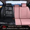 imageCoverado Rear Seat Covers Leather Seat Cover for Car Universal Waterproof Automotive Seat Cushion Protector for Most Cars Trucks SUV RedAPink