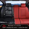 imageCoverado Rear Seat Covers Leather Seat Cover for Car Universal Waterproof Automotive Seat Cushion Protector for Most Cars Trucks SUV RedARed