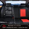 imageCoverado Rear Seat Covers Leather Seat Cover for Car Universal Waterproof Automotive Seat Cushion Protector for Most Cars Trucks SUV RedARedBlack