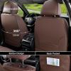 imageCoverado Rear Seat Covers Leather Seat Cover for Car Universal Waterproof Automotive Seat Cushion Protector for Most Cars Trucks SUV RedZBrown